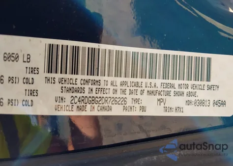 2013 Dodge Grand Caravan Se z USA, uszkodzony, nr VIN 2C4RDGBG2DR726226